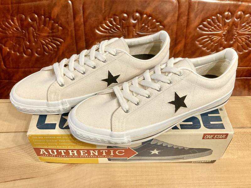 ★☆90s!USA!希少レア!!converse ONE STAR キャンバス 白/黒 9.5 28cm コンバース ワンスター ホワイト デッド ビンテージ 2311☆★