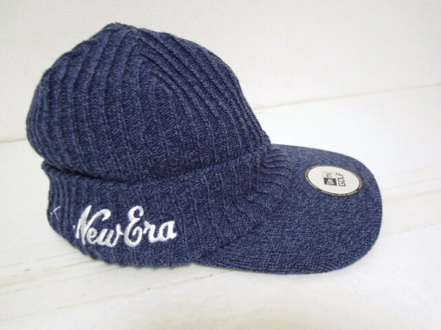 NEW ERA●NEW ERA GOLF●ニューエラゴルフ●ニット帽●ニットバイザー●ブルー●超美品●1回のみ使用