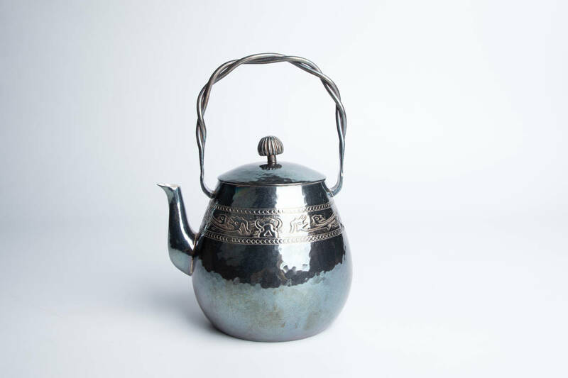 純銀保証 大国寿郎造 鳳紋彫 湯沸 銀瓶 純銀製 時代物 古美術品 煎茶道具