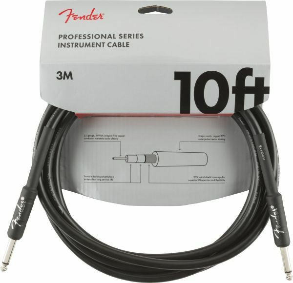 Fender フェンダー　ケーブル　シールド　Professional Series Instrument Cable, Straight/Straight, 10', Black　3m　　