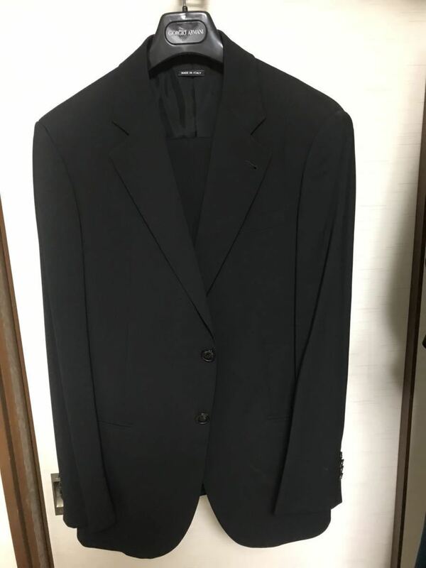【美品】ジョルジオアルマーニ GIORGIO ARMANI　ヴァージンウール　スーツ セット　セットアップ　黒　ブラック