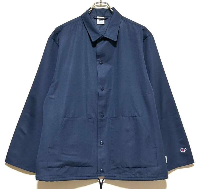 【美品】Champion × Mt Design 3776 コーチ ジャケット（M）ネイビー チャンピオン マウントデザイン 別注 コラボ 裏地なし 薄手 春 秋