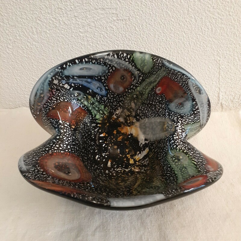 ベネチアンガラス ムラーノガラス オブジェ 花瓶 約H9.5cm×12cm×15.3cm