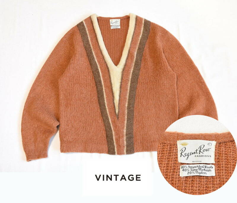 Vintage!! ふわふわ長い毛足モヘヤニットセーター sizeL　60s 70s 80s　 ヴィンテージ　モヘアニット 60年代 70年代 80年代
