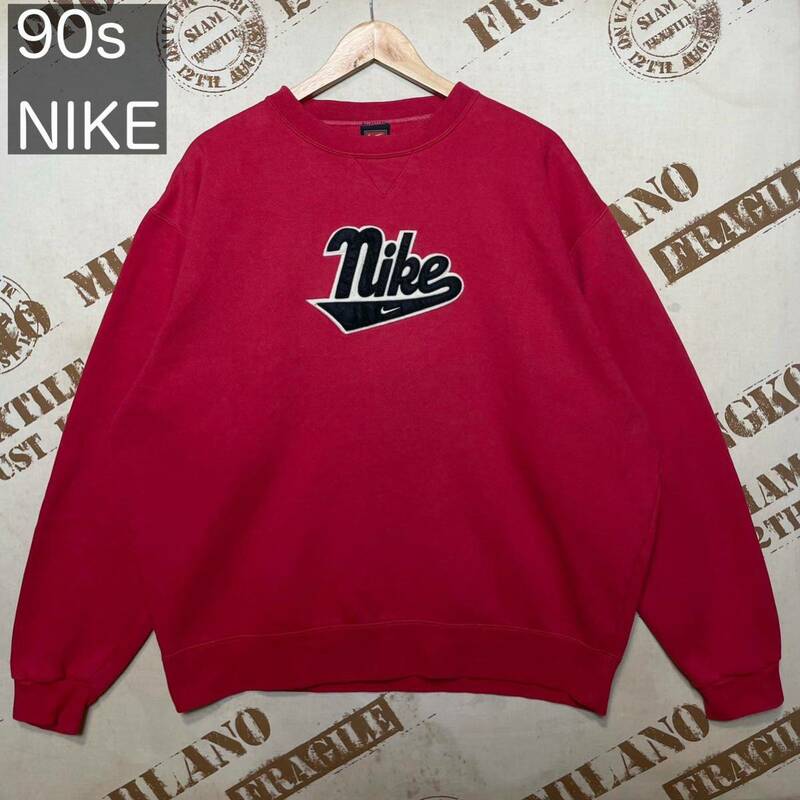 90s ナイキ nike 小文字ロゴ センタースウォッシュ スウェット レッド