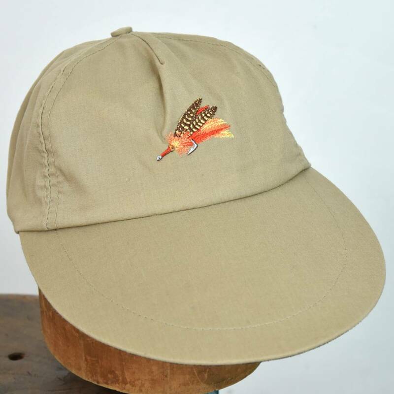 良好！ 90s USA製 Columbia フライ 刺しゅう ナイロン ロングビル キャップ ビンテージ アウトドア キャンプ フィッシング 帽子