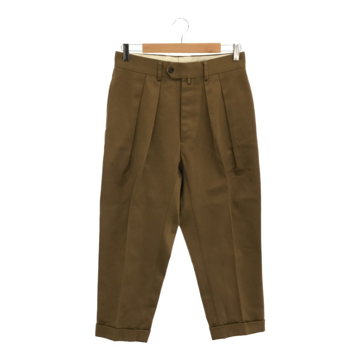 NEAT ニート 2TUCK WIDE TAPERED SLACKS 2タックワイドテーパードスラックスパンツ チノパンツ 裾ダブル 44(S-Mサイズ) キャメルブラウン