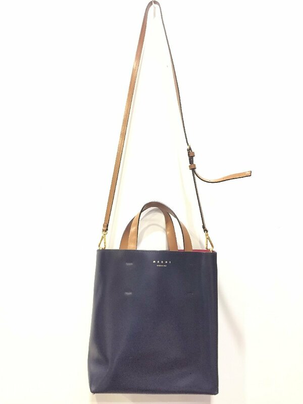 MARNI マルニ SHMPV01TY0 LV639 MUSEO SMALL BAG ミュゼオ 2WAYショッピングバッグ トート ショルダー ネイビー/ブルー