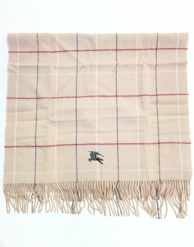 BURBERRY ひざ掛け ウール100% 124×64cm ハウスチェック柄 刺入 箱付 BEIGE