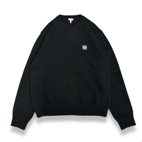 新品 XLサイズ LOEWE アナグラム ロゴ 刺繍 ウール セーター ブラック