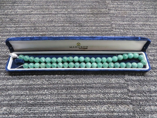 ネックレス　数珠　留め具シルバー　アクセサリー　緑系 ◎現状品