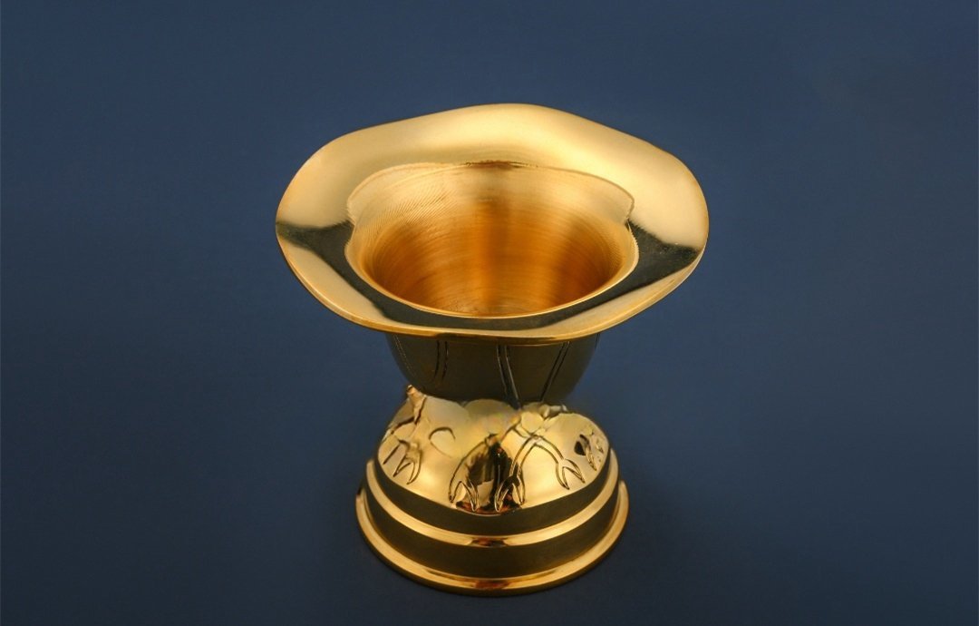「密教法具 寺院用仏具」極上品 聖天用法具 華水器 仏具 真鍮製 磨き仕上げ 直径10.5cm