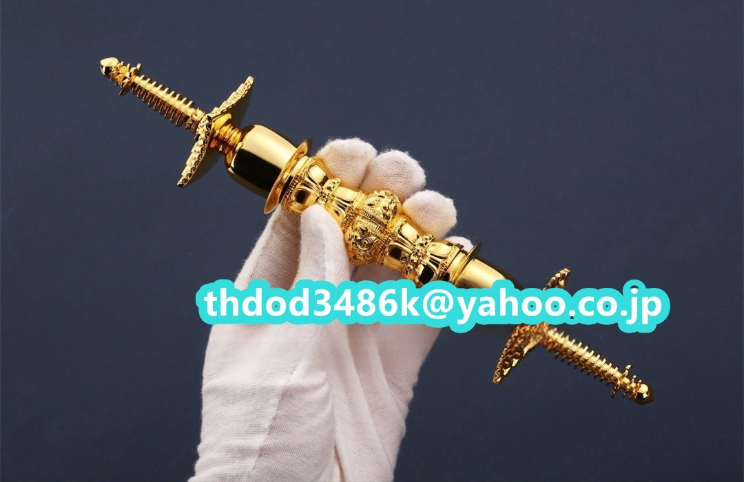 「密教法具 寺院用仏具」極上品 真言宗 金剛杵 宝塔杵 仏教工芸品 真鍮製 24K 金メッキ加工 法具