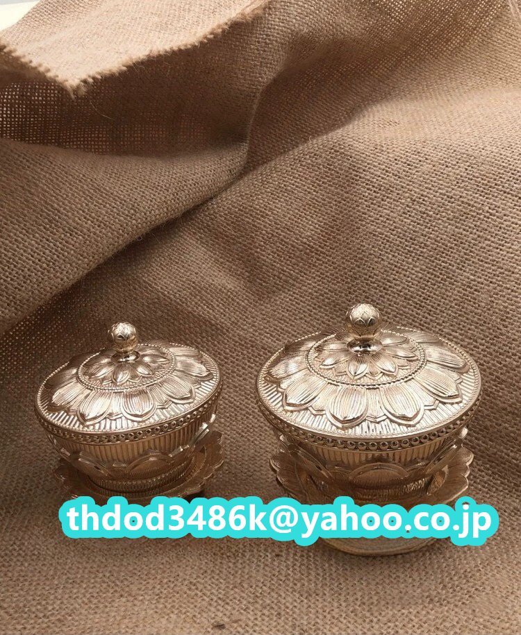 「密教法具 寺院用仏具」極上品 真言宗 洒水器/塗香器 2点 仏具 銅製 磨き仕上げ 高さ8.5cm