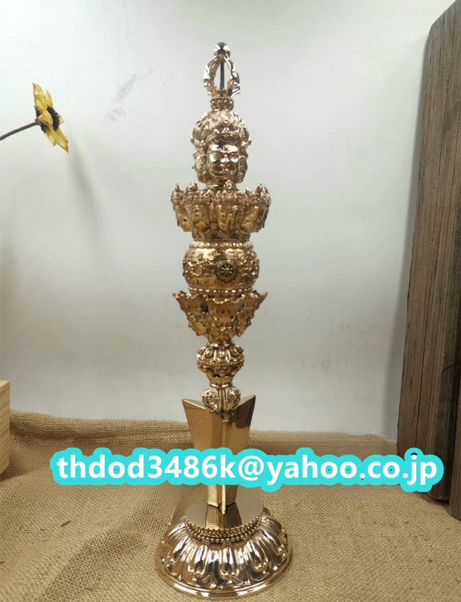 「密教法具 寺院用仏具」極上品 烏枢沙摩明王 金剛杵 仏具 舎利入れられる 仏教工芸品 銅製 高さ33cm