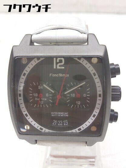 ◇ Franc Temps フランテンプス 動作未確認 クォーツ クロノグラフ ARMAND 型押し 腕時計 ウォッチ ホワイト メンズ