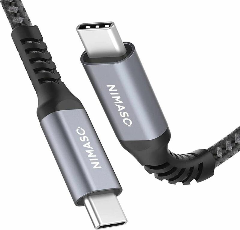 USB-C & USB-C 2.0 ケーブル BB815 (0.3m グレー) NIMASO Type C PD対応 60W 3A急速充電 高耐久ナイロン編み iPhone15Pro