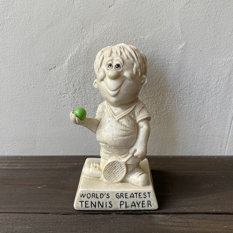 ヴィンテージ メッセージドール 1973' WORLD'S GREATEST TENNIS PLAYER テニス アメリカ オブジェ インテリア コレクタブル 置物 雑貨 USA