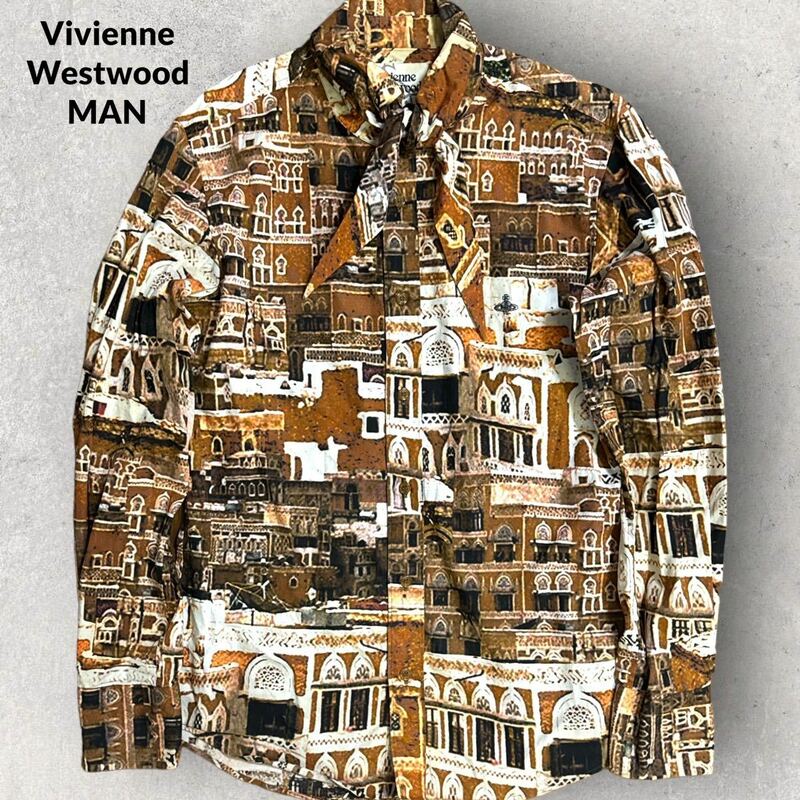 Vivienne Westwood MAN 総柄シャツ オーブ刺繍 サイズ44