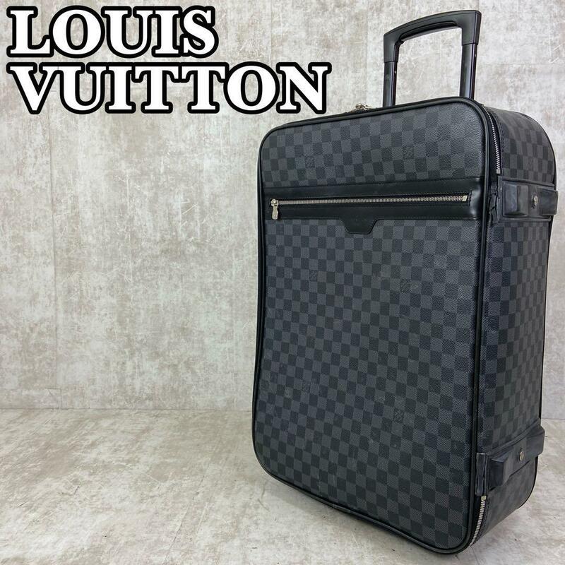 良品　LOUIS VUITTON　ルイヴィトン　ダミエ グラフィット　ペガス55　トラベルバッグ　キャリーケース　スーツケース　PVC　旅行　出張