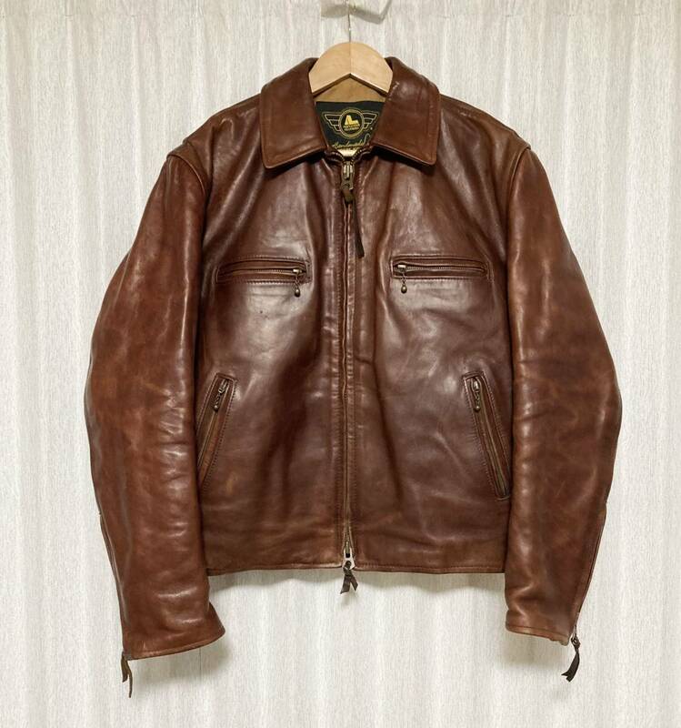 サイズ42☆[IRON HEART×ALEXANDER LEATHERS] CAFE RACER ホースハイド シングルライダース レザージャケット 42 馬革 アイアンハート