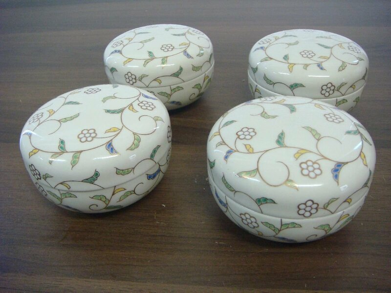 MB/H14IU-DA2 たち吉 未使用品 4個セット 色唐草 蓋物 蓋付鉢 小鉢 橘吉 陶器