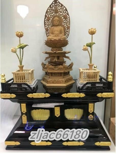 本金鍍金金具 仏教美術 木造須弥壇 仏壇の須弥壇 黒塗 木製 幅さ36cm 寺院 仏具