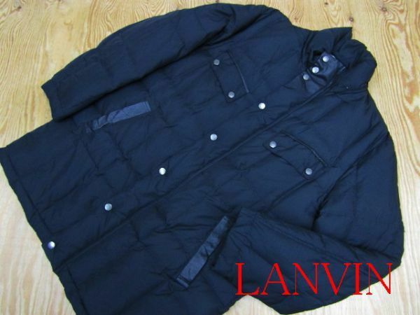 ★ランバン LANVIN★メンズ ダウンジップコート レザー使い ブラック★R51224015B