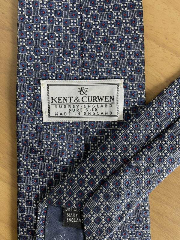 即決：vintage ケント & カーウェン KENT & CURWEN ネクタイ シルク100% 英国製
