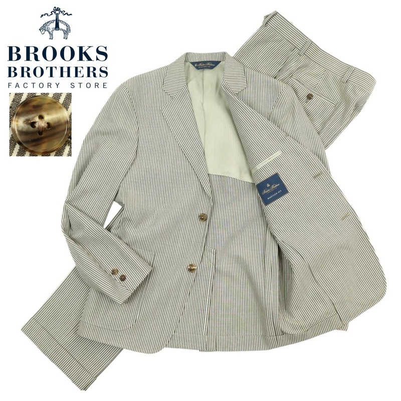 【B2830】【新品同様】【日本製】BROOKS BROTHERS ブルックスブラザーズ スーツ セットアップ テーラードジャケット パンツ ストライプ