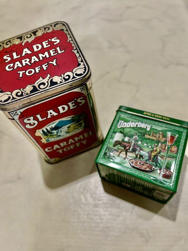 Vintage Slade’s Caramel Toffy Toffee キャラメル　イギリス　ウンダーベルグ　昭和　ブリキ　缶　当時物 ヴィンテージ レトロ