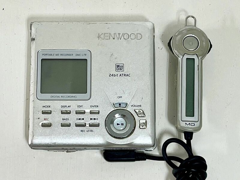 1h KENWOOD ケンウッド ポータブル MD プレーヤー レコーダー DMC-L7R シルバー リモコン 付き 携帯 オーディオ機器
