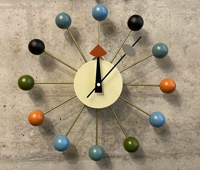 Ball clock multi color/ボールクロック マルチカラー(検,midcentury,ミッドセンチュリー,イームズ,ビンテージ,50's,60's,ジョージネルソン
