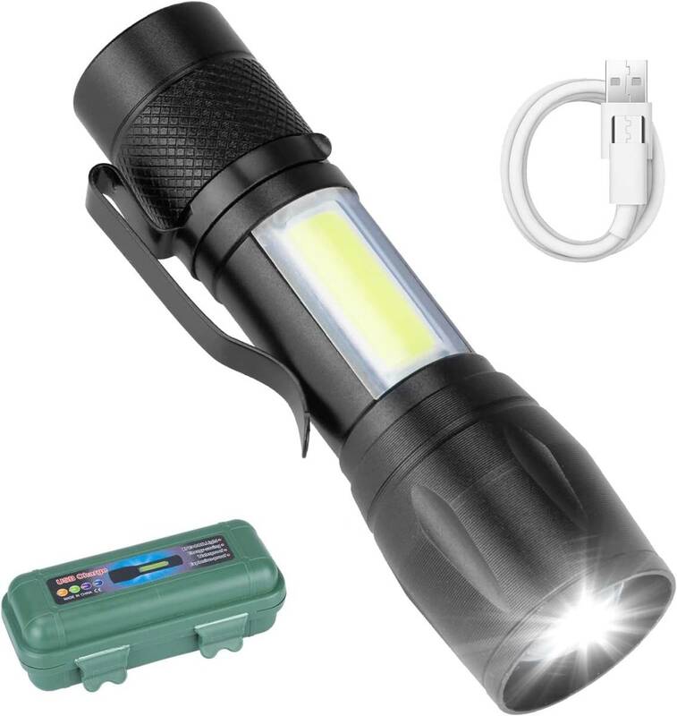 懐中電灯 led 超ミニサイズ USB 充電式 超高輝度 遠近調光 3モード照明 SOS点滅COB作業灯