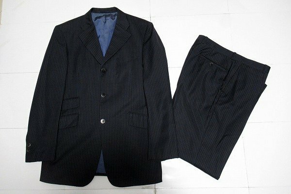 z11419:azabu tailor(麻布テーラー)ロロピアーナ生地スーツ上下セット（ジャケット（SM106）+パンツ（SM88））灰スト