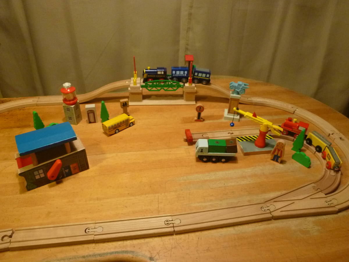 木製　機関車や跳ね橋?等のレールセット