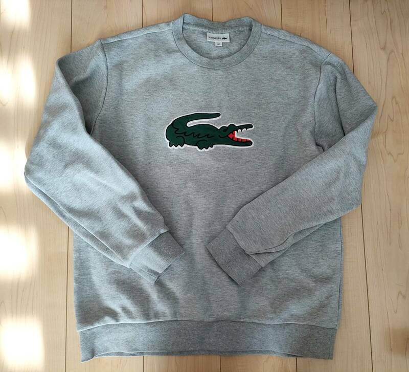 美品★ラコステ　LACOSTE　スウェット　ビッグロゴ　トレーナー　グレー　灰　ワニロゴ　ゴルフ　L　XL　５