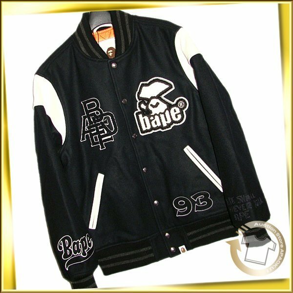 80■22AW A BATHING APE アベイシングエイプ SWITCH SHOULDER VARSITY JACKET ブラック Mサイズ 未使用 スタジャン SK42_231229_1