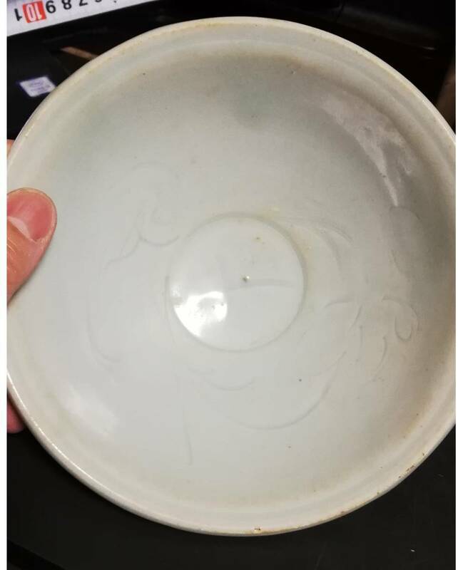 中国宋代　影青　青白釉　皿　刻花　時代保証