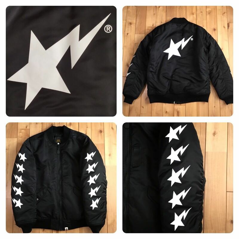 BAPE STA LOGO MA-1 Bomber Jacket Mサイズ black a bathing ape BAPESTA フライト ジャケット エイプ ベイプ アベイシングエイプ i509