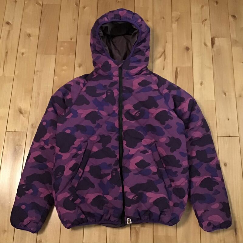 ★XL★ Purple camo ダウンジャケット BAPE hoodie down jacket a bathing ape エイプ ベイプ アベイシングエイプ パーカー 迷彩 i716