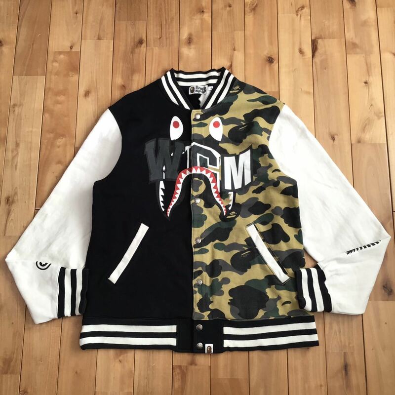 ★ZOZO限定★ XL SHARK VARSITY JACKET a bathing ape BAPE シャーク スウェット スタジャン エイプ ベイプ アベイシングエイプ z09