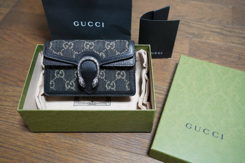 ★極美品 送料無料 GUCCI GG ディオニュソスミニバッグ ショルダーバッグ ボディ ブラック デニム