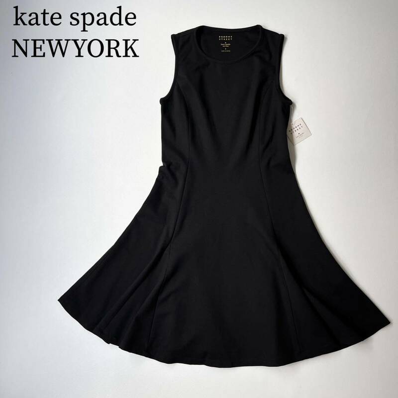 kate spade NEWYORK ケイトスペードニューヨークフレアワンピース ノースリーブ　ドレス トップス　ブラック レディース
