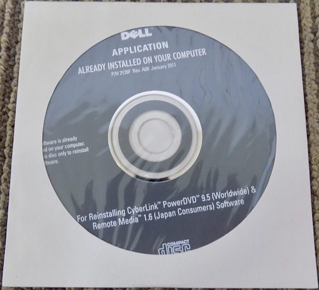 Dell Application Cyberlink PowerDVD 9.5 Remote Media 1.6 CD P/N 2Y26F　未開封