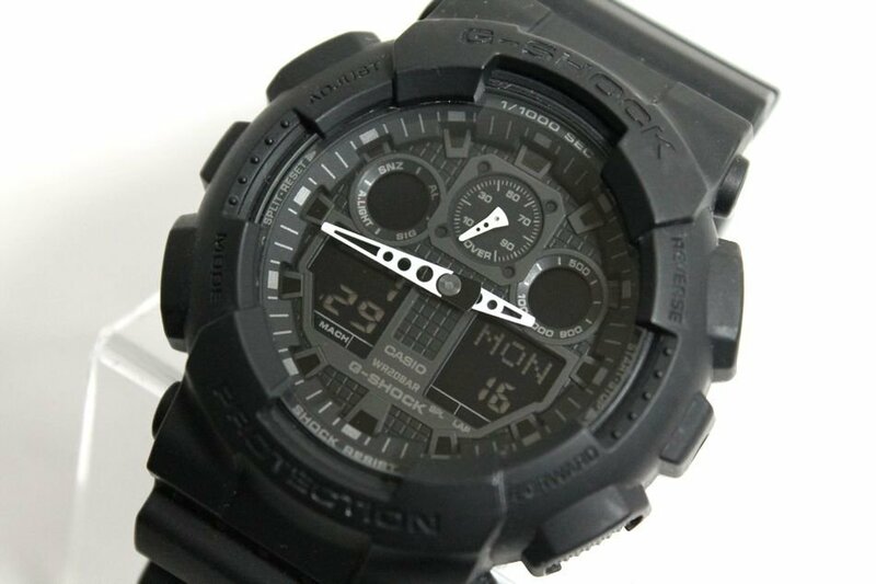 動作品 CASIO G-SHOCK デジタル アナログ ブラック メンズ 腕時計 GA-100 5081 デジアナ ジーショック 中古 USED品 リサイクルマート半田店