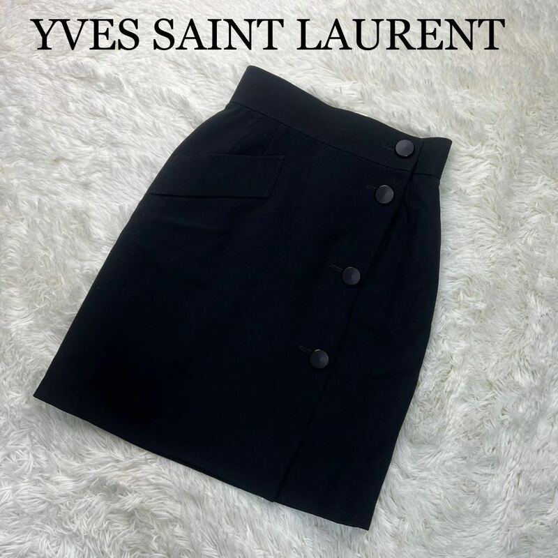 YVES SAINT LAURENT イヴサンローラン スカート 黒 サイズ 36 ひざ丈 