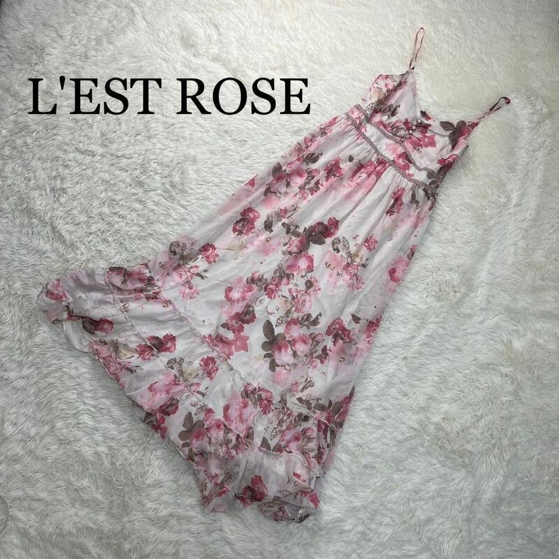 L'EST ROSE レストローズ ワンピース キャミソール 花柄 ピンク サイズ2 ロング