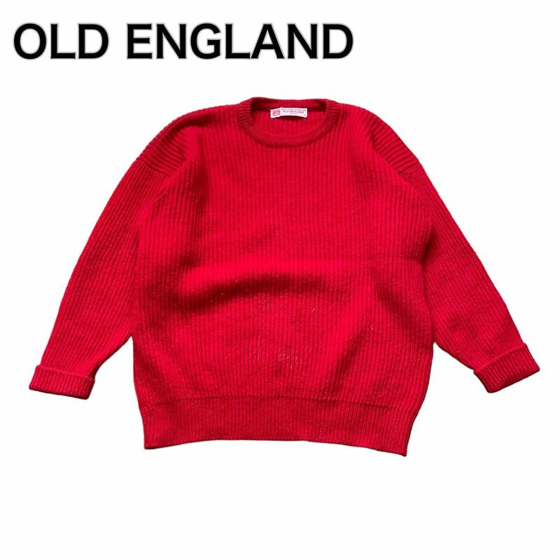 OLD ENGLAND オールドイングランド ニット セーター レッド赤 サイズ表記 102/40　M