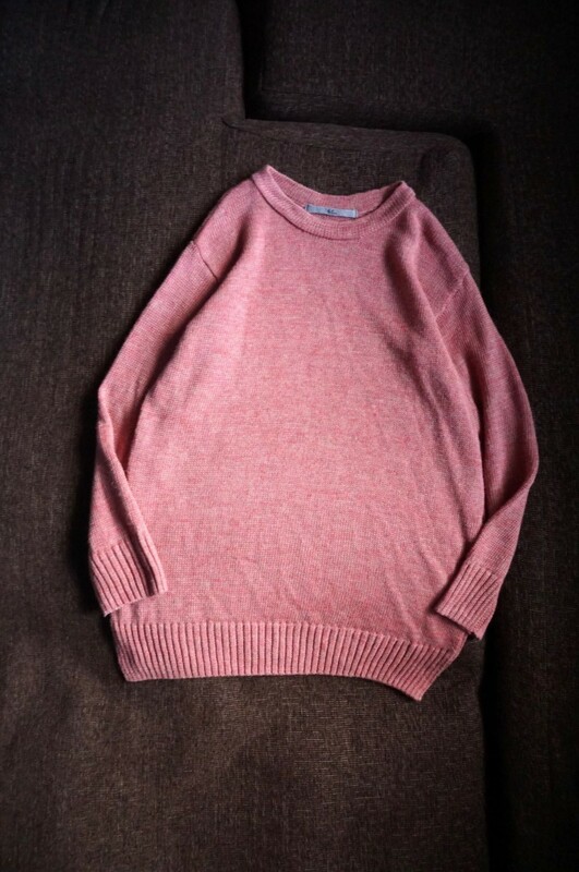 ★サラッとしたラミーの風合い◎ふっくら軽やかな肌触りの桜色 ニット チュニック★45rpm 45R 即決 ピンク シャツ セーター